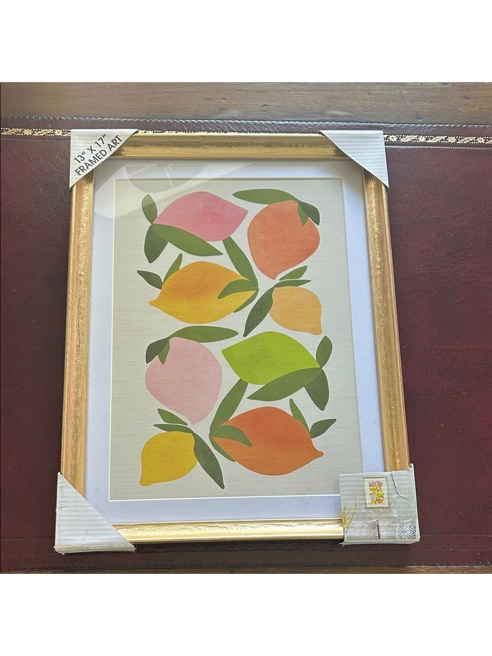 Modern Wild Mango Art Matted Framed Wall Art 13 x 17 Easy Hang Golden Frame